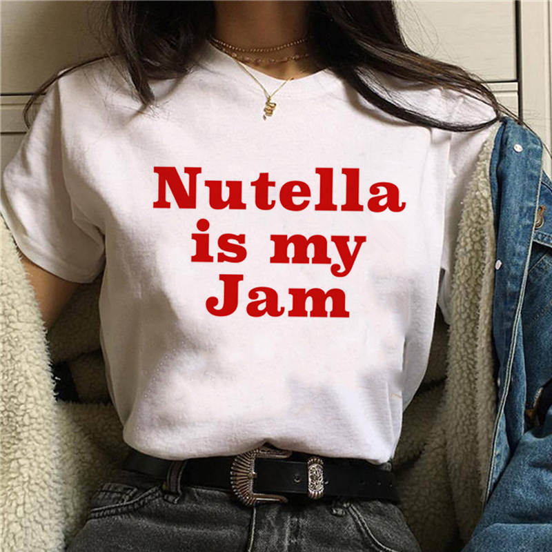 Damen Sommer Top 3D Nutella T-Shirt Rundhals Streetwear lockeres Damentop