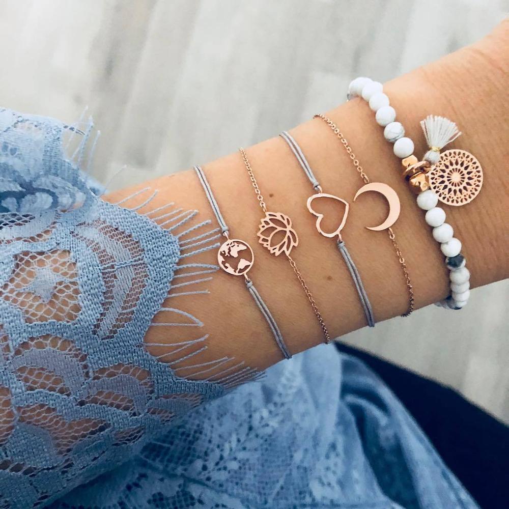 SET Armband Damen  Freundschaftsarmband Yoga Bettelarmbänder Makramee