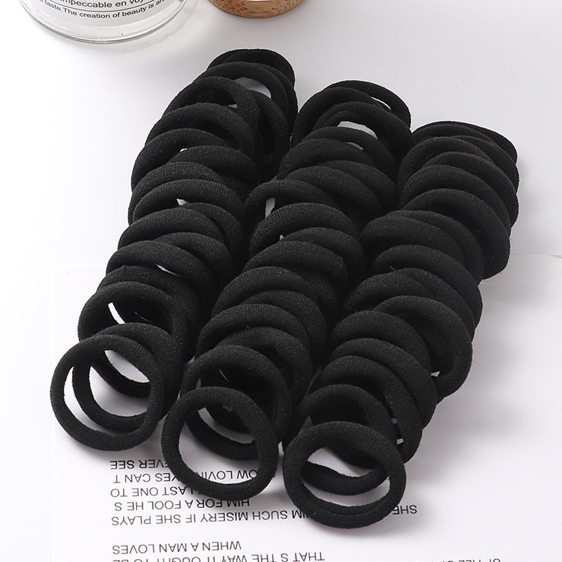 Haargummi Haarband Damen Haar Gummi 50 Stück Schwarz Bunt Zopfgummi Zopf