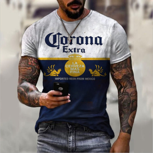 Herren Corona Extra 3D T-Shirt Rundhals Unisex Sommer Streetwear