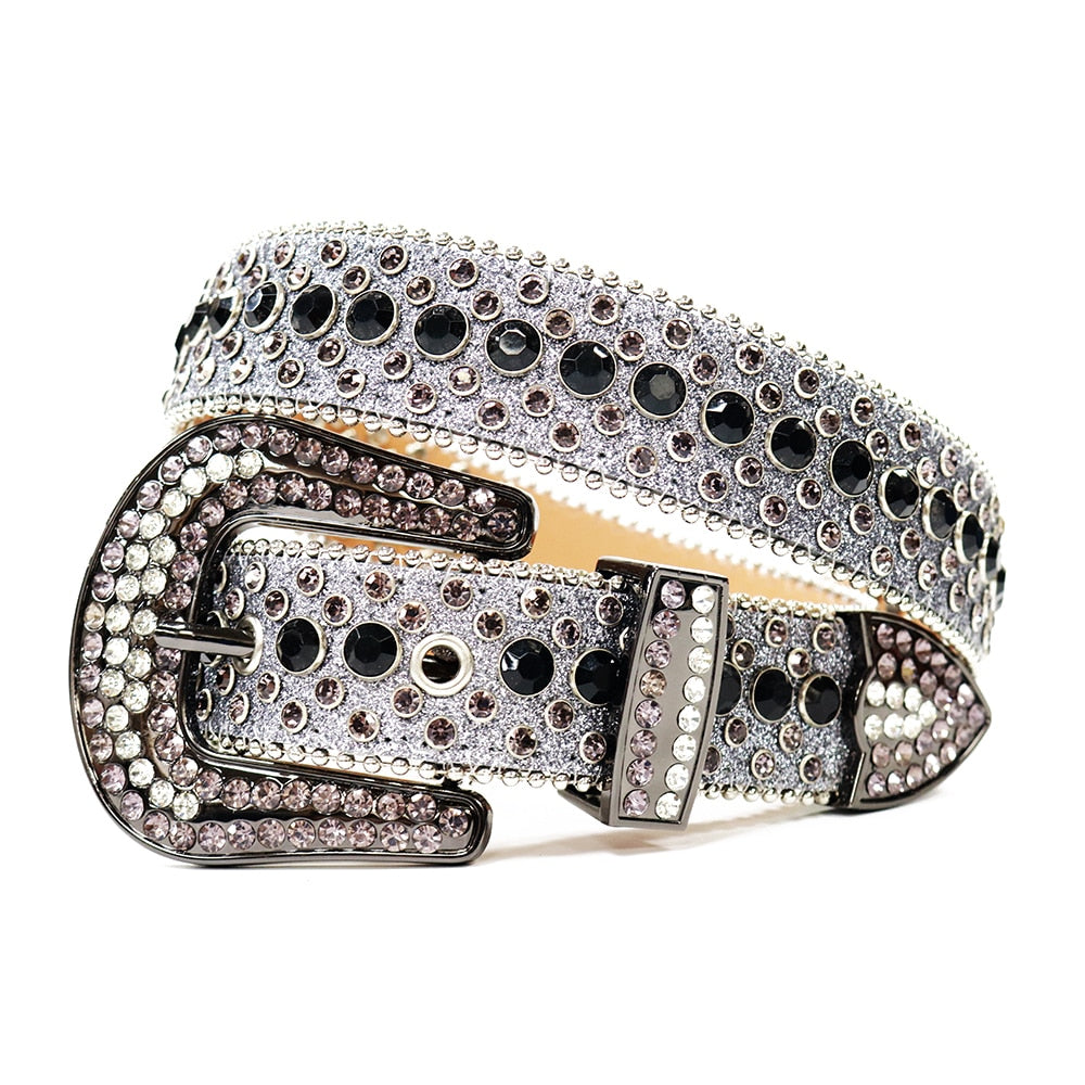 Damen Jeans Gürtel Herren Strass Gürtel mit Nieten Besetzt NEU