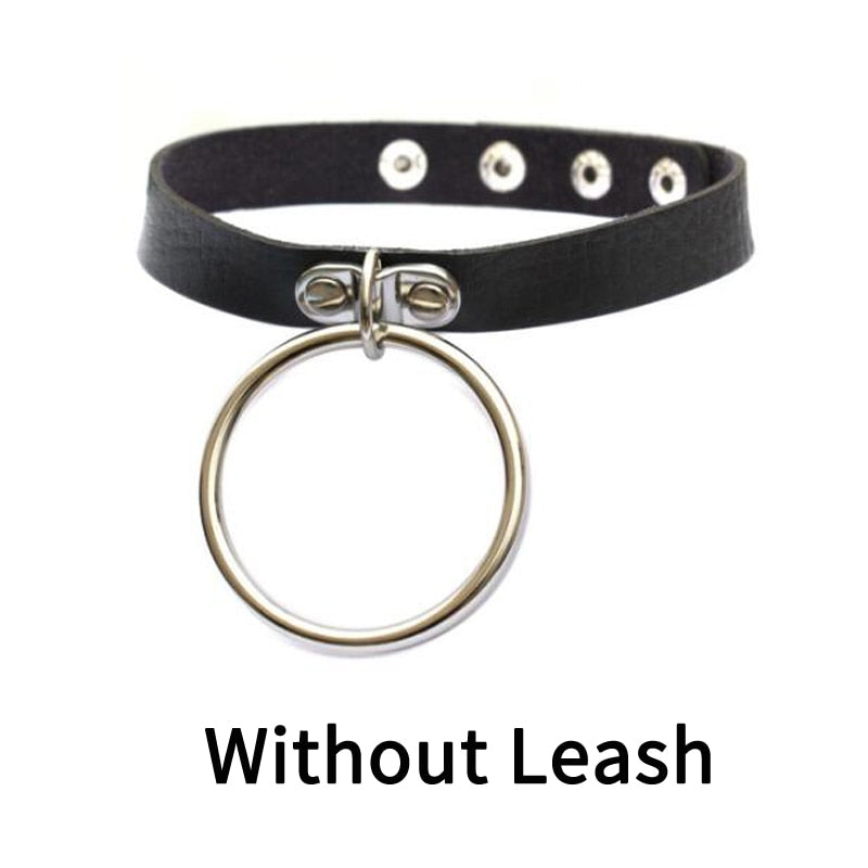 Frauen Sexy Punk Leder Dessous Halsband O-Ring Gürtelschnalle Halskette