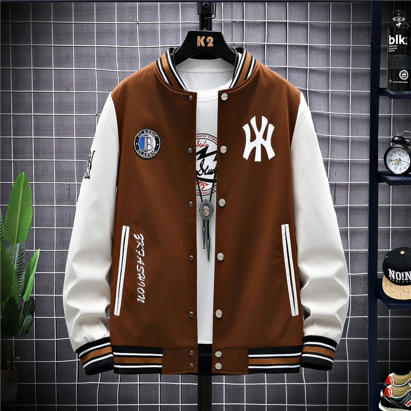 Just Hoods NY College Baseball Jacke Unisex Sweatjacke 3 Farben Collegejacke