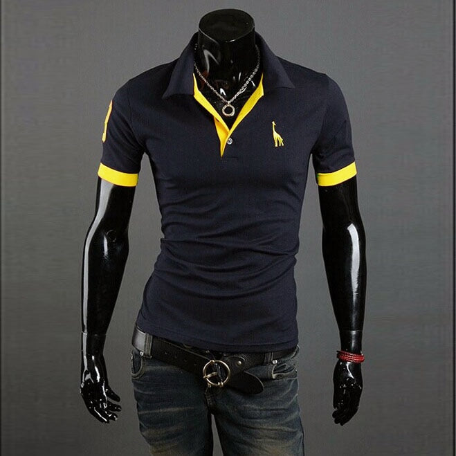 Männer Poloshirt Kontrast Kragen Polo Kurzarm Slim Fit Hemd Polohemd T-Shirt NEU