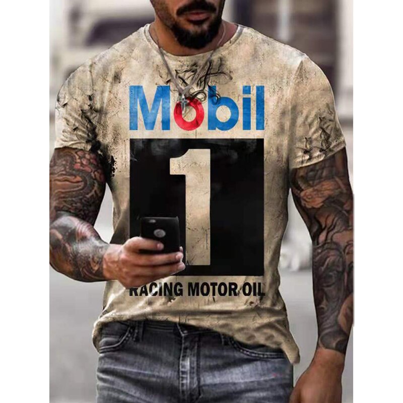 Herren Fashion Vintage 3D T-Shirt Rundhals Unisex Sommer Streetwear
