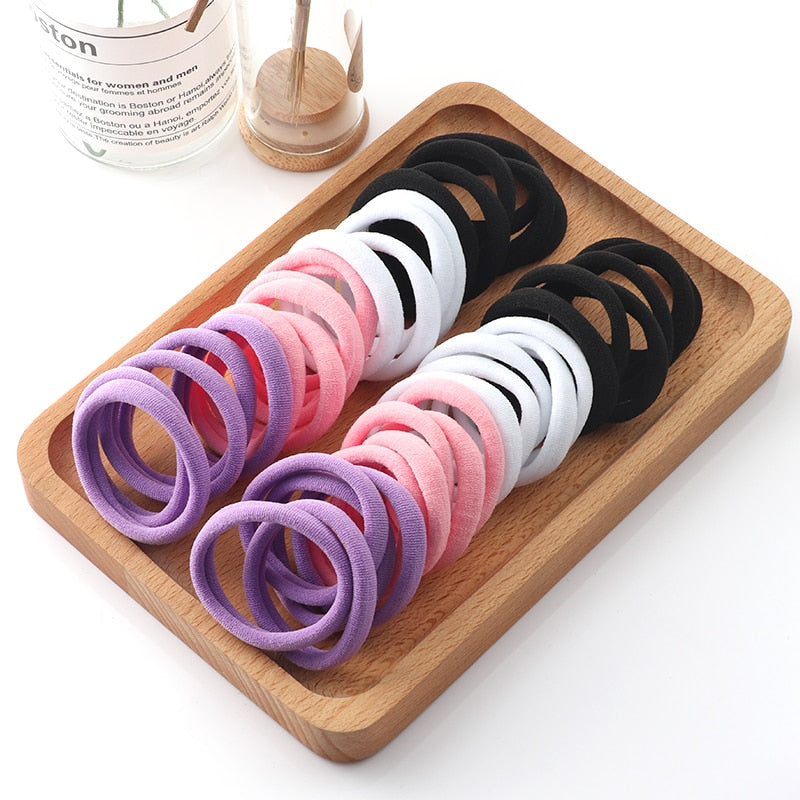 Haargummi Haarband Damen Haar Gummi 50 Stück Schwarz Bunt Zopfgummi Zopf