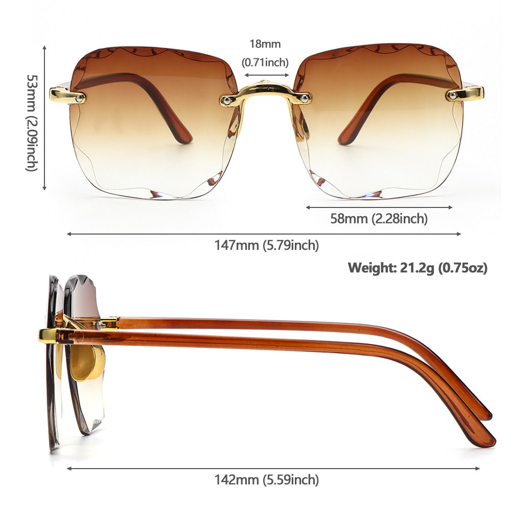 Damen Herren Randlose Sonnenbrille Luxus Shades UV400 Brillen Sonnenbrillen Neu