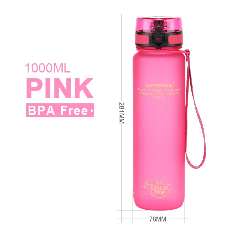 UZSPACE 1000ml Trinkflasche Sportflasche Wasserflasche Getränkeflasche BPA-frei Tritanflasche