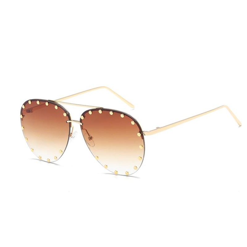 Designer Übergroße Pilot Sonnenbrille Polarisierte Damen Rund Spiegel Gläser