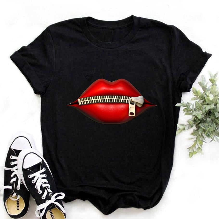 Damen Sommer Top 3D Leopard Kiss T-Shirt Rundhals Streetwear Damentop