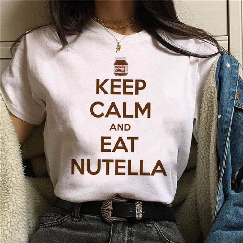 Damen Sommer Top 3D Nutella T-Shirt Rundhals Streetwear lockeres Damentop