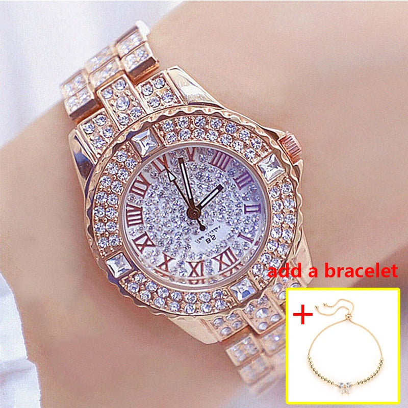 Damen Armband Uhr Mode Fashion Strass Luxus Chronograph Business Schmuck