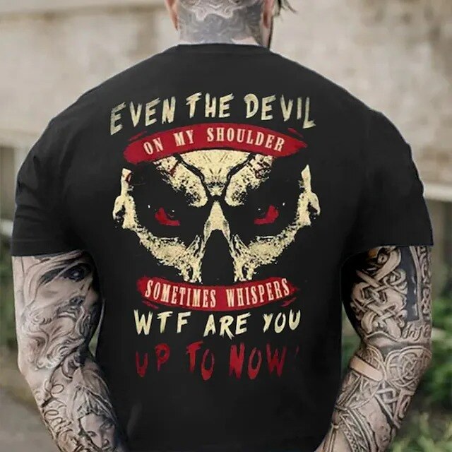 Herren  Metal Skull 3D T-Shirt Rundhals Unisex Sommer Streetwear