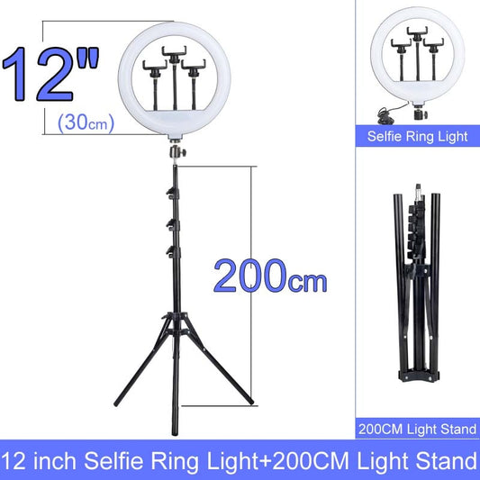 Selfie Ringlicht mit Stativ-Ständer 10 12 14 Inch Dimmbare LED Ring Fotografie