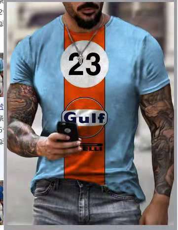 Fashion Herren Vintage Motorsport 3D T-Shirt Rundhals Unisex Sommer Streetwear