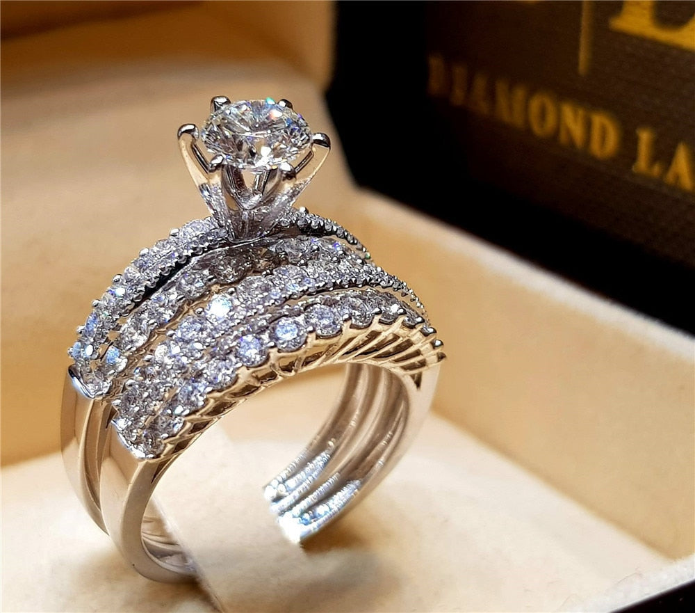 Massiv Sterling Silber 925 Ring filigran Fashion Damenring mit 3A Zirkonia