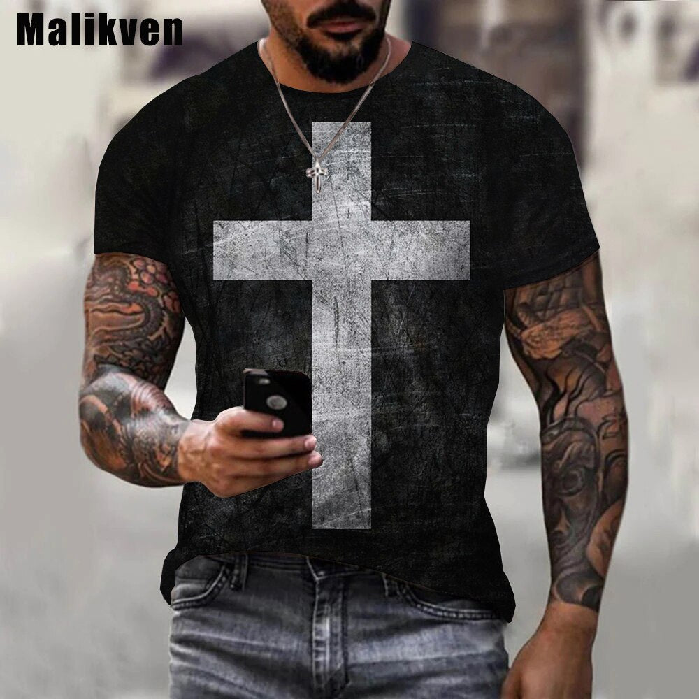 3D T-Shirt Unisex Sommer Streetwear Jesus Christus Kreuz