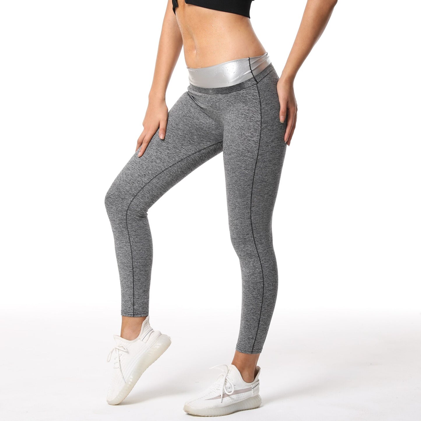 Damen Neopren Sauna Hose Schwitzhose Yogahose Thermoeffekt Abnehmen Hose Leggins