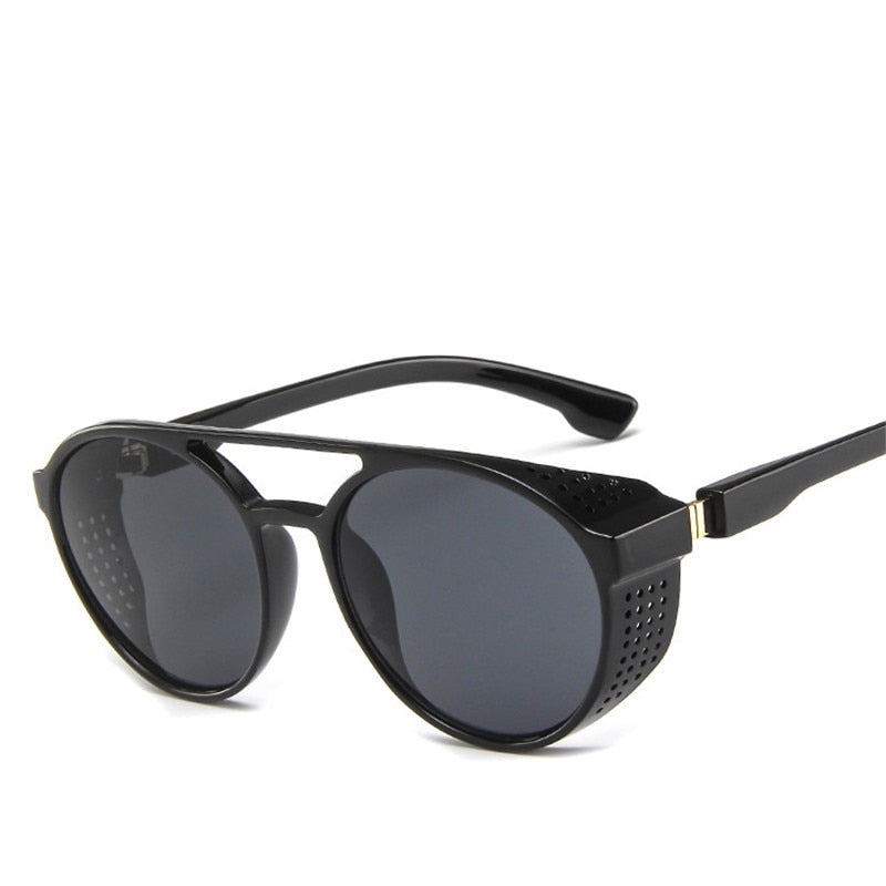 LeonLion Luxus Schwarz Matt Rund Herren Sonnenbrille Markenbrille Retro UV400