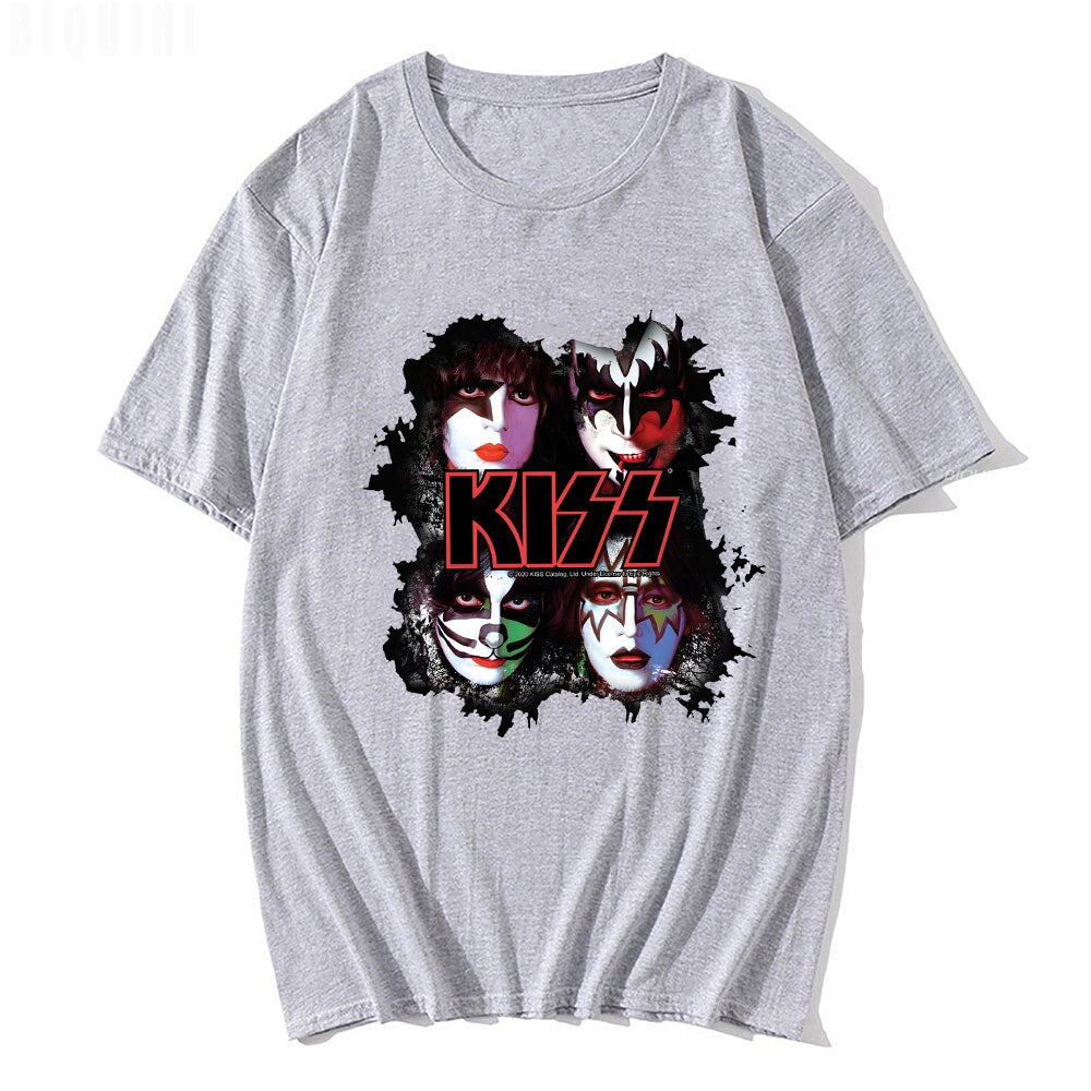 Rock Band Kiss Herren 3D T-Shirt Rundhals Unisex Streetwear100% Baumwolle