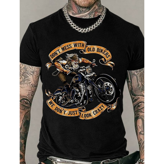 Herren Fashion Vintage Biker 3D T-Shirt Rundhals Unisex Sommer Streetwear