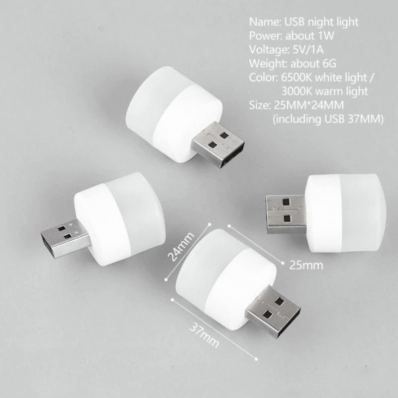 5Stk Mini USB LED Nachtlicht Augenschutz Lampe Computer Nachtlampe Warmweiß