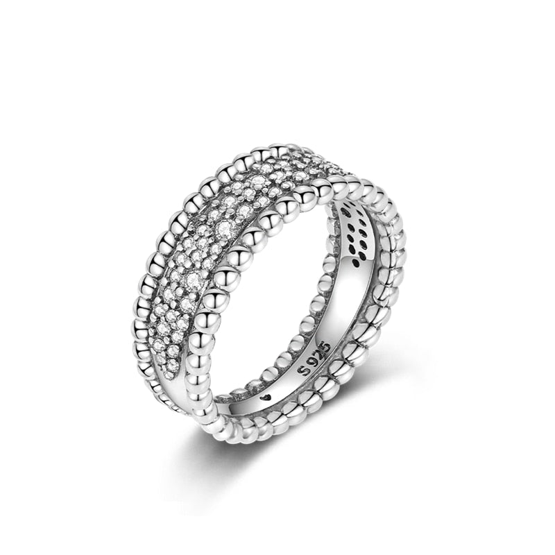 Massiv Sterling Silber 925er Ring filigran Fashion Damenring mit 3A Zirkonia