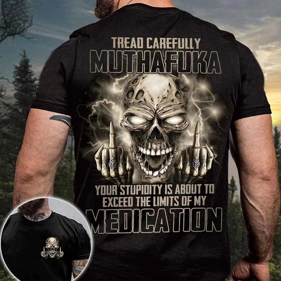 Herren Metal Skull 3D T-Shirt Rundhals Unisex Sommer Streetwear