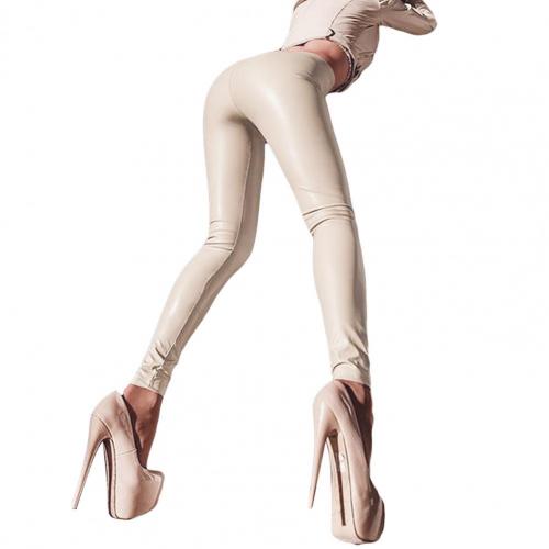 Damen Leggings Leggins Lang Hose Leder Optik Nachtclub Sexy PU Hohe Elastizität