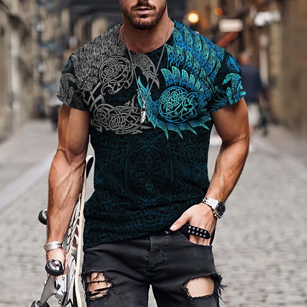 Männer Vikings Symbol Retro Vintage 3D T-Shirt Rundhals Unisex  Streetwear