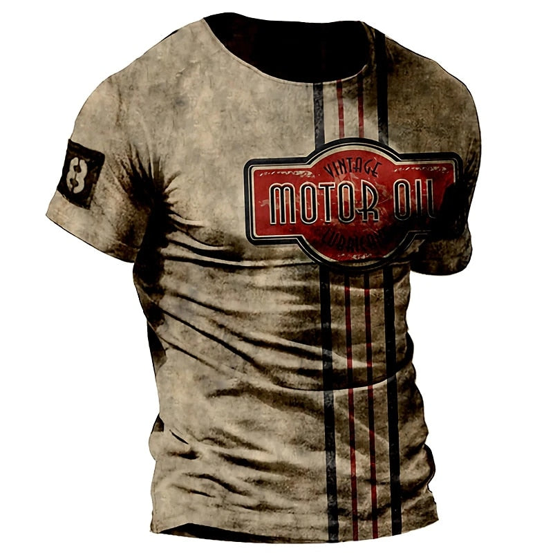 Fashion Herren Vintage Motorsport 3D T-Shirt Rundhals Unisex Sommer Streetwear