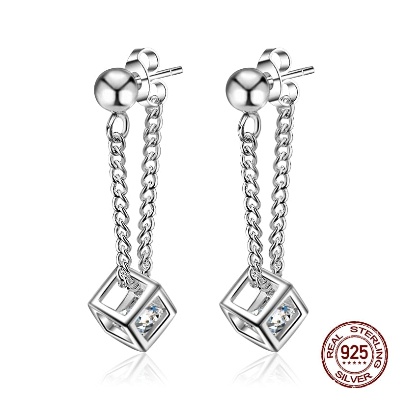 1 Paar Creolen aus 925 sterling Silber Ohrringe Ohrschmuck Zirkonia Ohrstecker