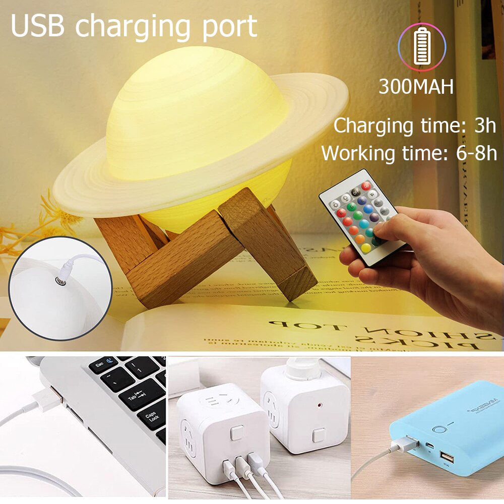 Mondlampe 3d Druck Kinder Mond Lampe Nachtlicht Dimmbar LED 16 Farbe USB Touch Lampe