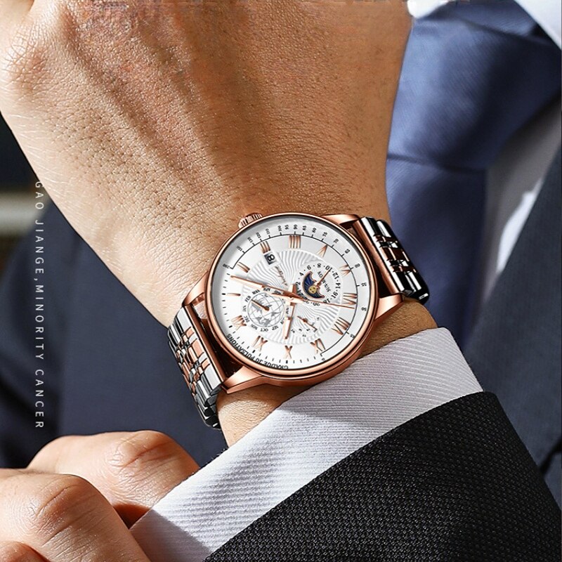Orologio Uomo Quarzo Acciaio Inossidabile Orologio digitale Cronografo sportivo