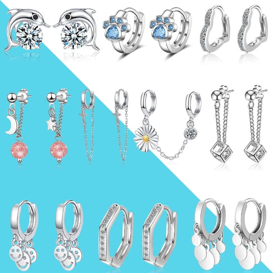 1 Paar Creolen aus 925 sterling Silber Ohrringe Ohrschmuck Zirkonia Ohrstecker