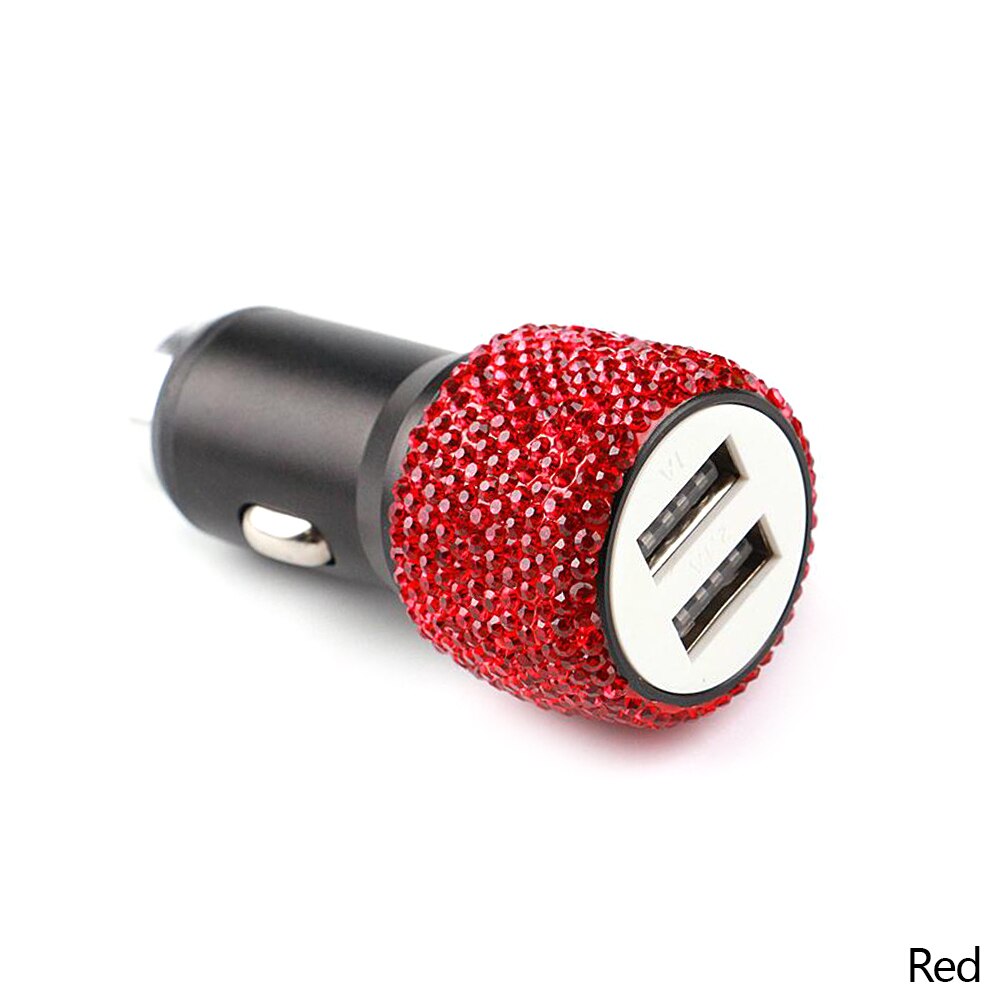 Dual USB Auto Zigarettenanzünder Auto Ladegerät Adapter Strass Kristall Ladegerät USB Stecker Bling Auto Zubehör für iPhone Xiaomi