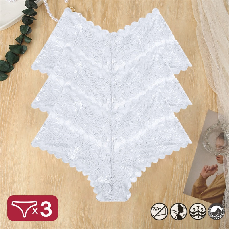 Damen 3-er Pack Hipster Spitze Unterwäsche Tanga Höschen Sexy Schlüpfer Slip Panties