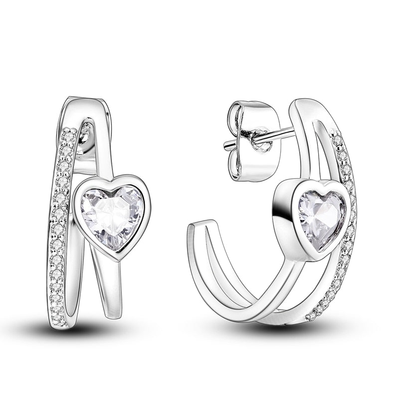 1 Paar Creolen aus 925 sterling Silber Ohrringe Ohrschmuck Zirkonia Ohrstecker