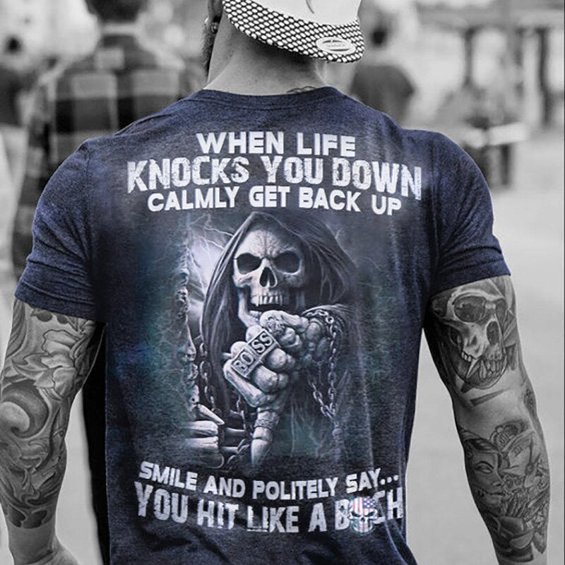 Fashion Herren Vikings Horror Skull 3D T-Shirt Rundhals Unisex Sommer Streetwear