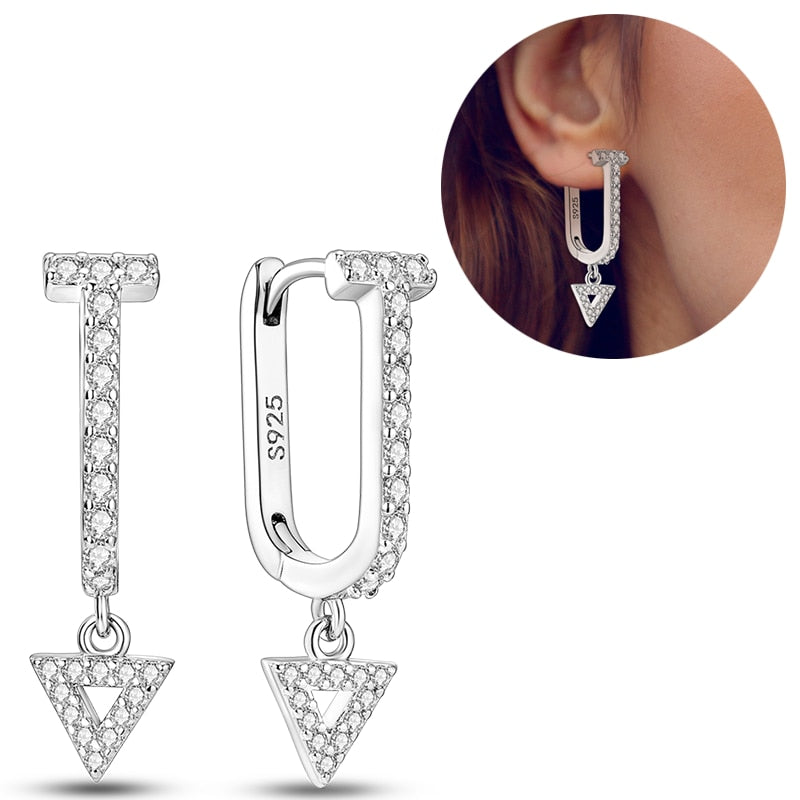 1 Paar Creolen aus 925 sterling Silber Ohrringe Ohrschmuck Zirkonia Ohrstecker