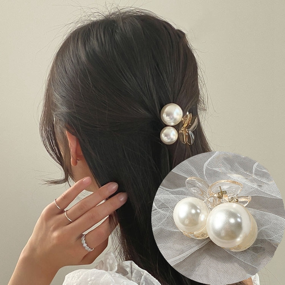 Damen Groß Perlen Haar Klauen Elegant Acryl Haarspange Hyperbole Haarklammer Neu