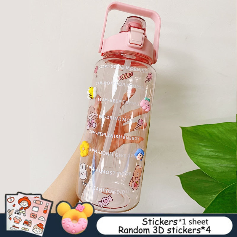 2L Trinkflasche Sportflasche Wasserflasche Getränkeflasche BPA-frei Tritanflasche
