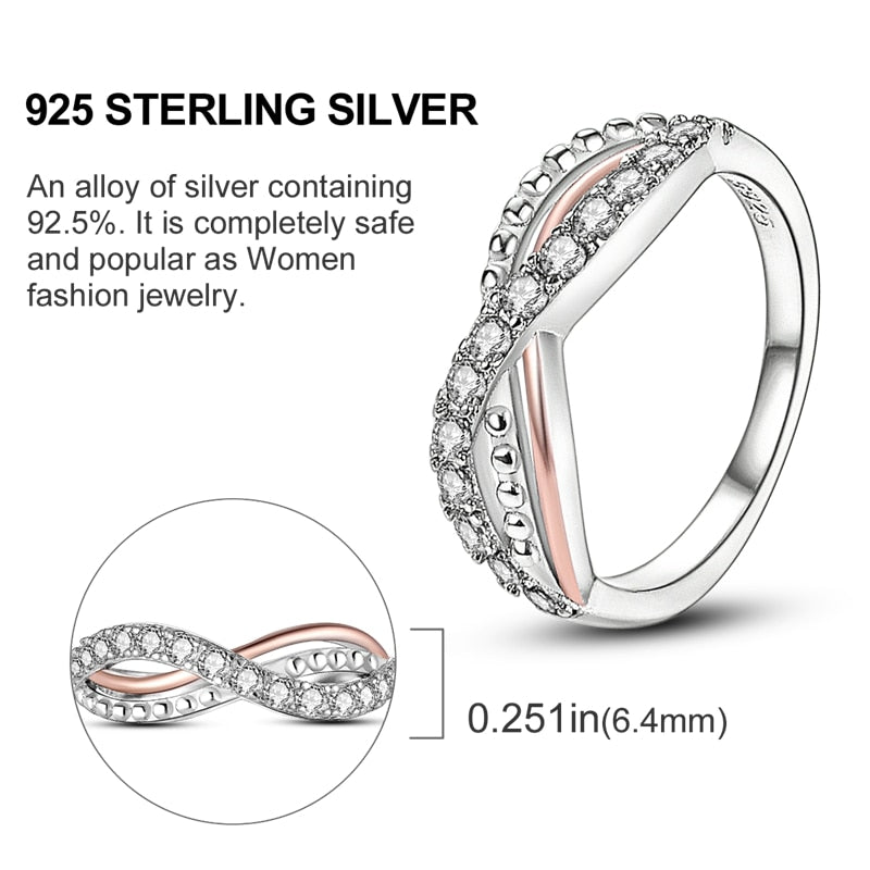 Massiv Sterling Silber 925 Ring filigran Fashion Damenring mit AAA Zirkonia
