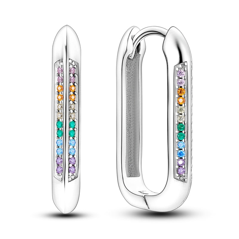 1 Paar Creolen aus 925 sterling Silber Ohrringe Ohrschmuck Zirkonia Ohrstecker
