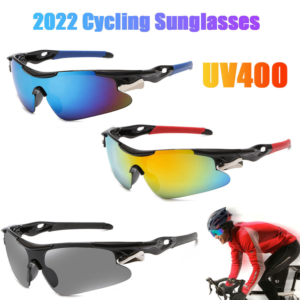 Fahrradbrille Polarisiert Sportbrille Sonnenbrille Brille UV400 7 Farbe