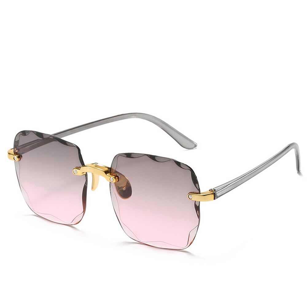 Damen Randlose Sonnenbrille Luxus Quadratische Gläser UV400 Brillen Retro Fashion