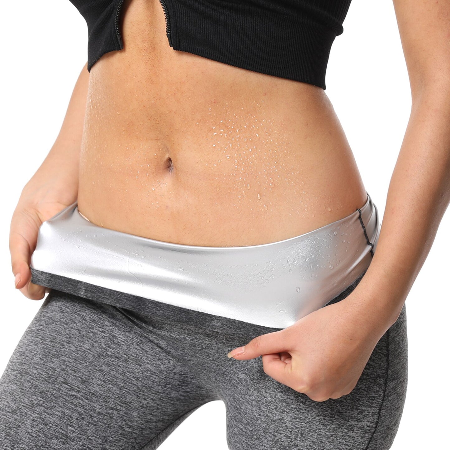 Damen Neopren Sauna Hose Schwitzhose Yogahose Thermoeffekt Abnehmen Hose Leggins