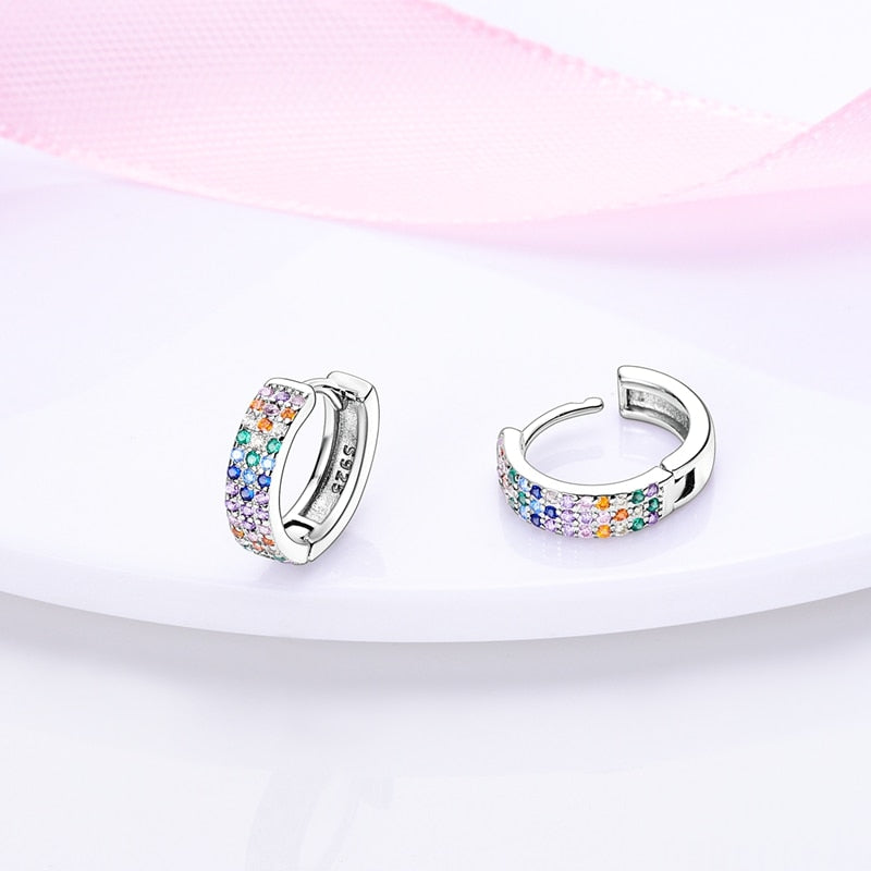 1 Paar Creolen aus 925 sterling Silber Ohrringe Ohrschmuck Zirkonia Ohrstecker
