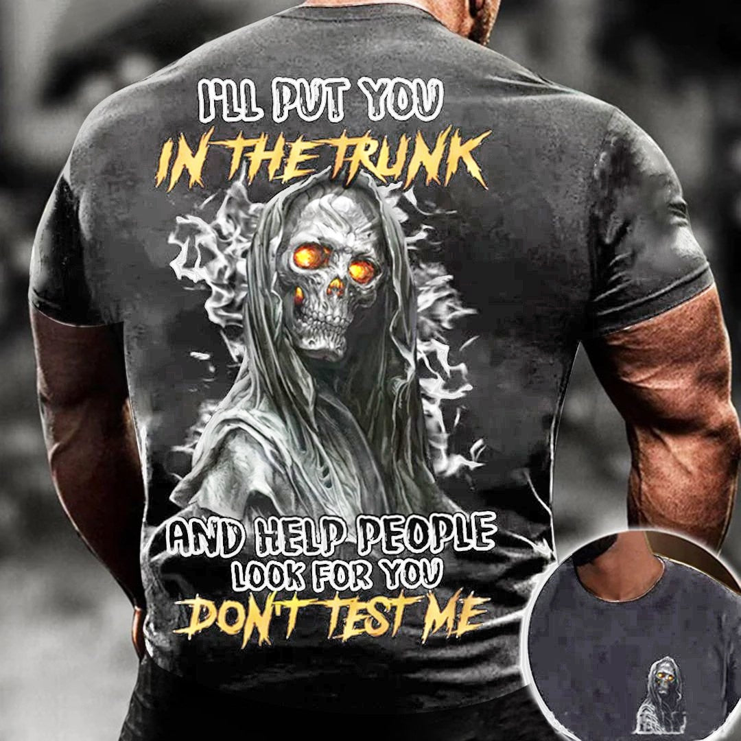 Herren Metal Skull 3D T-Shirt Rundhals Unisex Sommer Streetwear