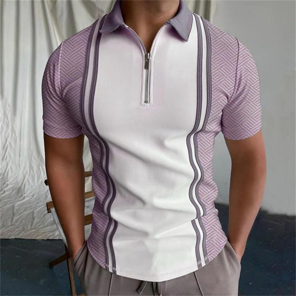 Herren Poloshirt Kontrast Kragen Polo Kurzarm Slim Fit Hemd Polohemd T-Shirt NEU